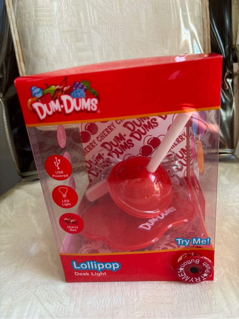 Dum Dum Lollipop desk light cherry red New in box, **read listing*